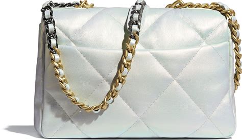 Chanel 19 Large Flap Bag Iridescent Calfskin Gold Tone Silver Tone