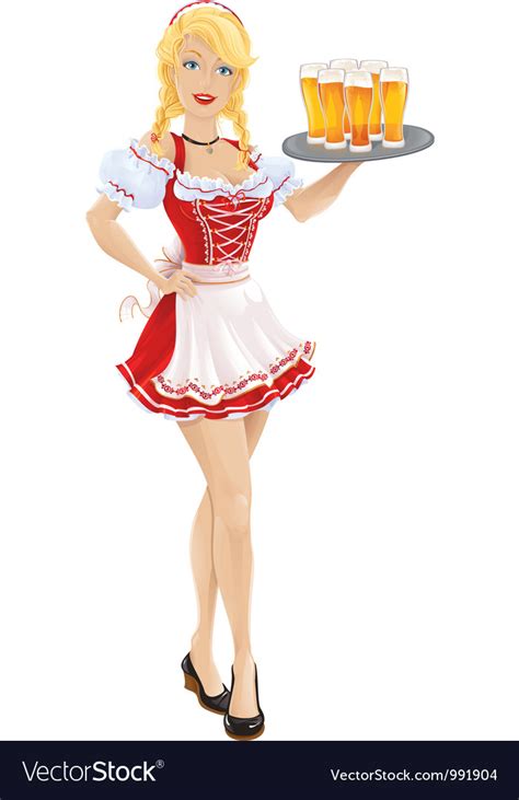 oktoberfest girl with tray of beer royalty free vector image
