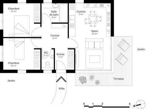 Plan Maison Plain Pied 60 M² ‒ Ooreka