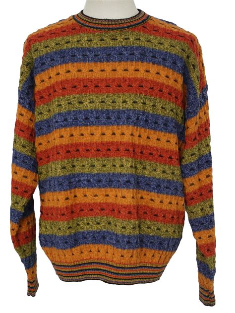 80s Sweater Protege 80s Protege Mens Blue Orange Red Green And