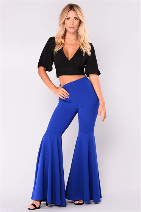 Women Loose High Waist Wide Leg Pants Flare Pants Cropped Palazzo Bell Bottoms Trousers In Pants