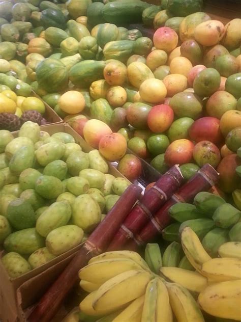 Red Sugar Cane And Tropical Fruits From Local Maui Farms Fruit