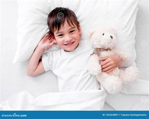 Toddler Boy Sleeping With Teddy Bear Stock Image Image Of Happy