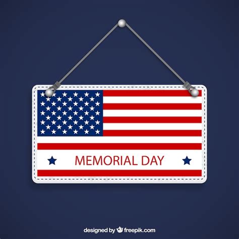 Memorial Day Sign Hanging On A Rope Vector Free Download