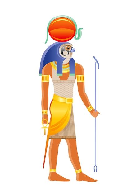 Premium Vector Ancient Egyptian God Ra Deity Of The Sun With Falcon Head Sun Disk Cobra