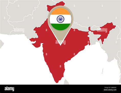 Mapa Con El Mapa Y La Bandera De India Resaltados Imagen Vector De
