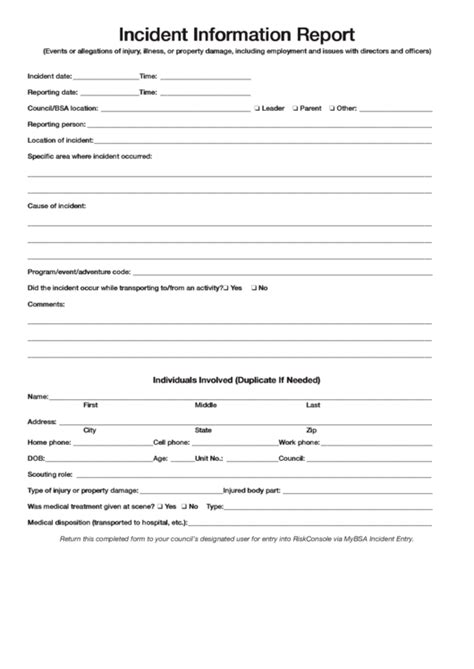 Fillable Incident Report Form Printable Forms Free Online