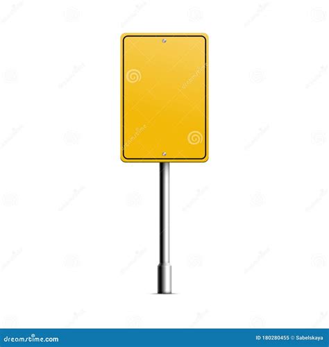 Yellow Rectangle Road Sign Mockup For Street Direction Information