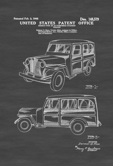 Willys Jeep Station Wagon Patent Patent Print Wall Decor Automobile