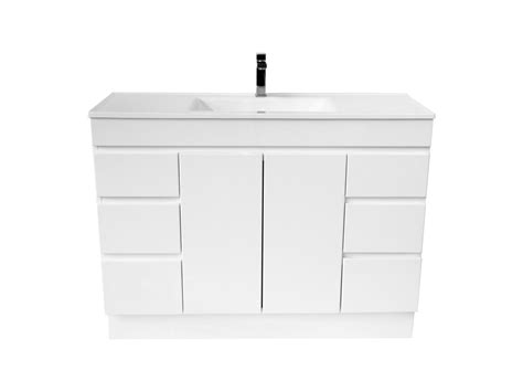 Espire 1215mm Vanity Unit With Kick Single Bowl 2 Door 6 Drawers Wave Top White From Reece