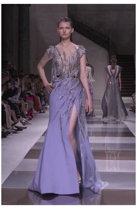 Purple Evening Gown Fall Winter Runway Fashion Couture Evening Gowns