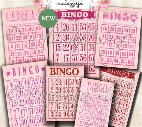 Bingo Cards Pink And Red Bingo Cards Vintage Bingo Cards Images