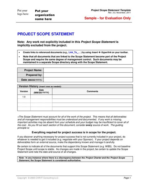43 Project Scope Statement Templates And Examples Template Lab