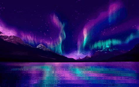 Animated  Purple And Aurora Borealis By Janislynn Whi