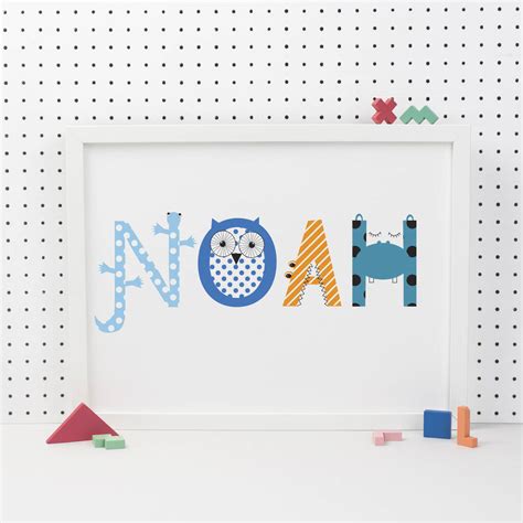 Children's Name Print With Animal Characters By Karin åkesson Design 