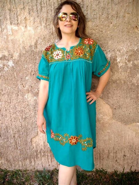 Xl Mexican Dress Handmade Embroidery Embroidery Dress Traditional