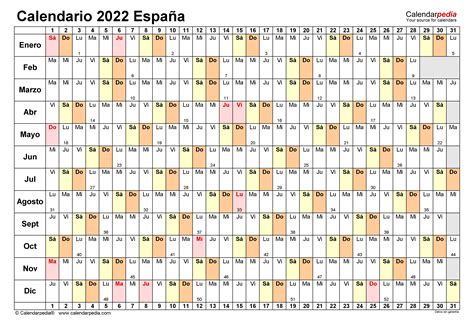 Calendario 2022 Editable Word