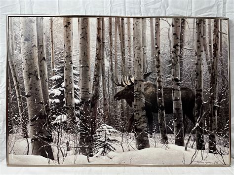 Winter Moose Art By Stephen Lyman 1988