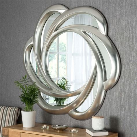 Contemporary Silver Swirl Wall Mirror Wall Mirrors