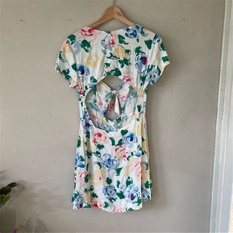 Reformed Dresses Reformed Floral Lowcut Mini Dress With Cut Outs In