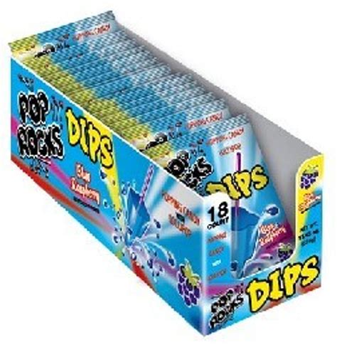 Pop Rocks Dips Blue Raspberry 063 Ounce 18 Count Mad Al Candy