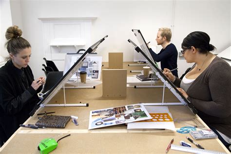 Students At Their Drawing Boards In Our Introduction To Interior Design