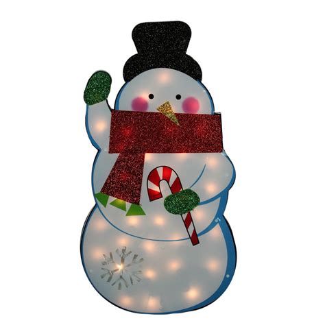 30 Standing Tinsel Snowman Lighted Christmas Outdoor Decoration