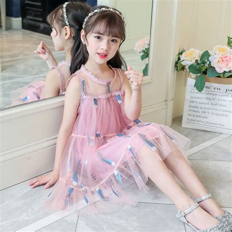 2018 Summer New Girl Dress In Korean Version Feather Princess Skirt