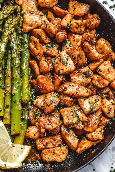 Garlic Butter Chicken Bites And Asparagus Recipe Best Chicken Recipe