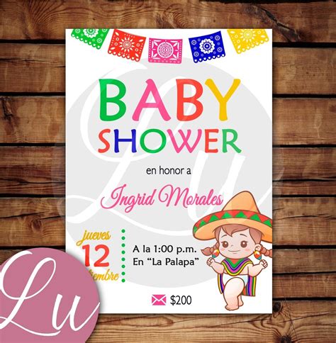 Invitacion Digital Personalizada Mexicana Baby Shower 7000 En