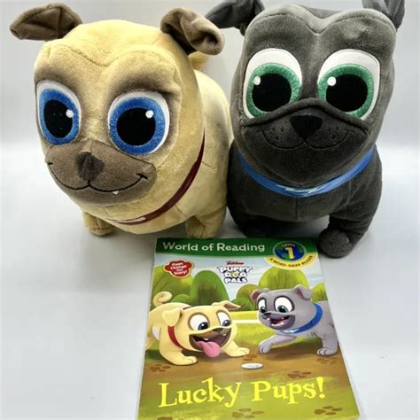Disney Jr Puppy Dog Pals Plush Lot Rolly And Bingo W Learn To Read Book