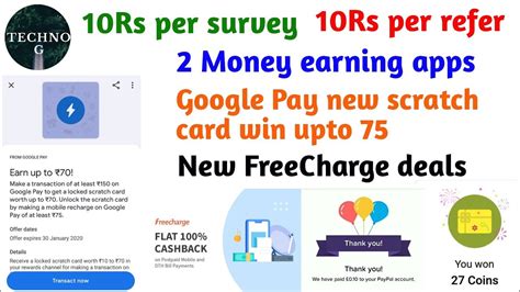 Google Pay New Offer Today | New Money Earning Apps For Android | FreeCharge New Deals - YouTube