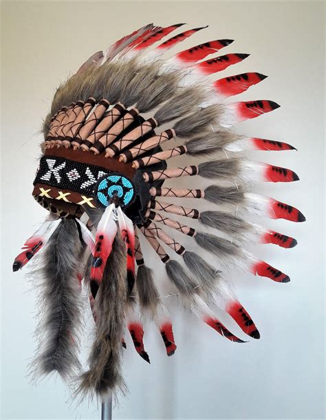 X20 Three Colors Red Chief Feather Headdress Native American Style
