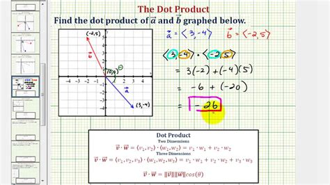 Ex Dot Product Of Vectors From A Graph 2d Youtube