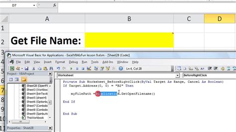 Excel Vba Basics 28 Get The Name Or File Path Open File