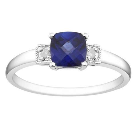 Shop Miadora Sterling Silver Blue Created Sapphire And Diamond Ring