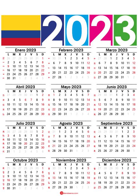 Calendario 2023 Colombia Con Festivos 2023 Calendar