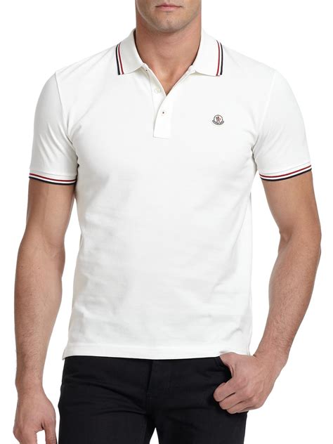 Snug through the chest, shoulder region, and arm; Moncler Tipped Cotton Polo Shirt in White for Men - Lyst