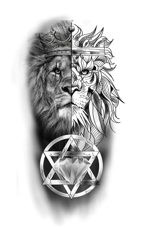 Tattoo Leão Metade Mandala Tatuagens De Leão Tatuagem Leão De Juda