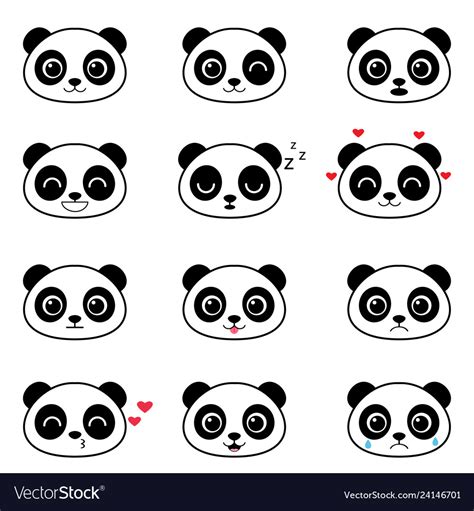 Set Of Cute Cartoon Panda Emotions Royalty Free Vector Image