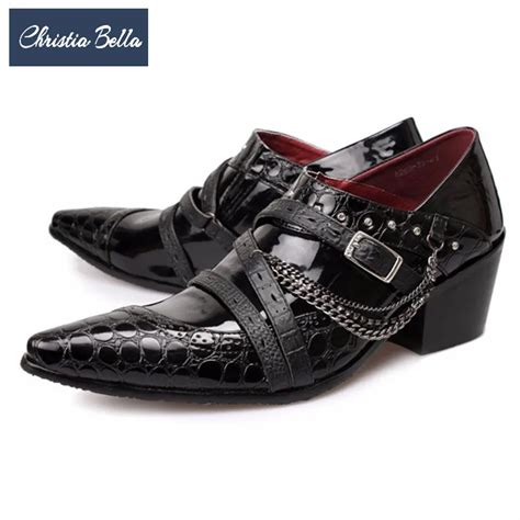 Christia Bella British Chains Men Oxford Shoes Pointed Toe Genuine