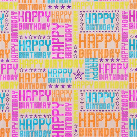 Vivid Wrap Happy Birthday Brights Kraft Recycled Wrapping Paper The