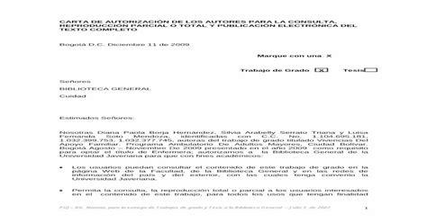 Carta De AutorizaciÓn De Los Autores Para La · Carta De AutorizaciÓn