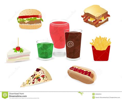 Vector Set Of Colorful Cartoon Fast Food Stock Images