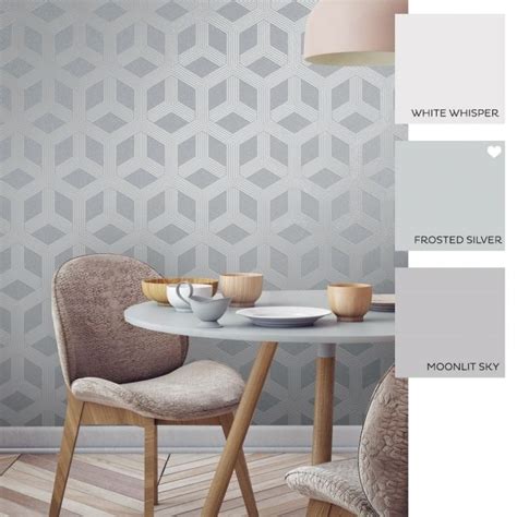 Hexa Geometric Wallpaper Grey Silver In 2020 Geometric