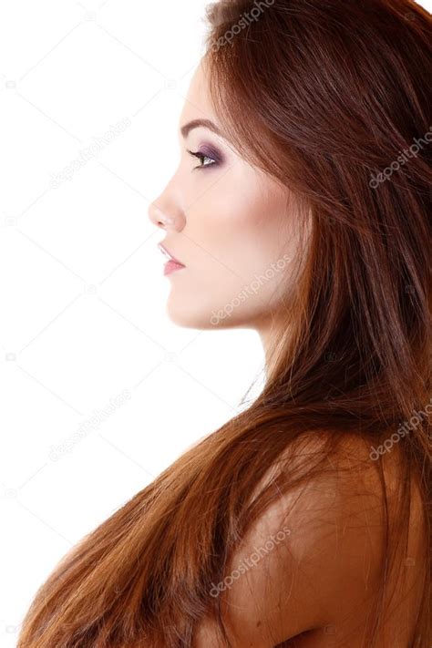Portrait Of Beautiful Young Woman Face In Profile — Stock Photo
