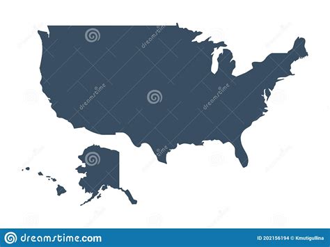 Usa Vector Map United States Of America Country Silhouette Isolated On