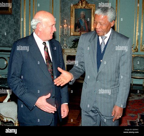 Nelson Mandela And Fw De Klerk Visiting Stockholm Royal Palace Stock