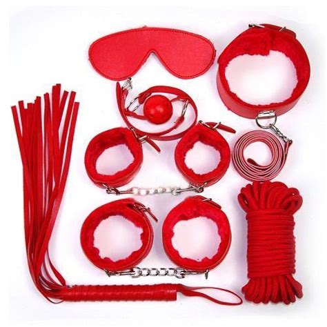 Bondage Set 7 Kits For Foreplay Sex Games Red Pink Handcuffs Blindfold Handcuffs Ankle Cuff