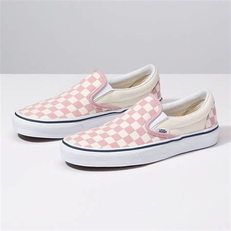 Pink Checkered Vans Girls Shoes Slip On Shoes Leather Shoes Woman